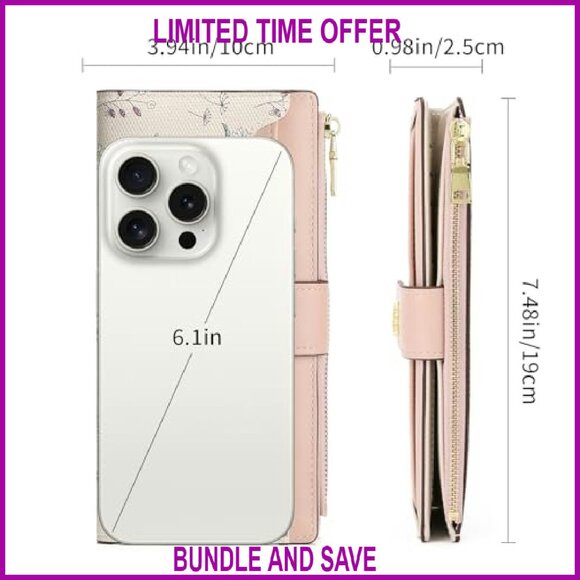 Slim RFID Vegan Leather Bifold Wallet with Zipper Pocket Card Holder - Picture 5 of 7